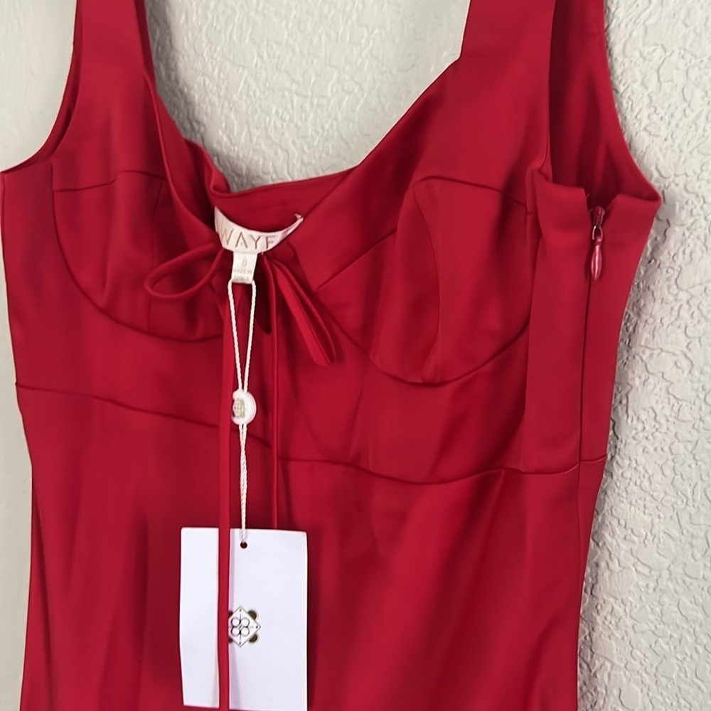 NWT WAYF Siren Cupped Satin Midi Dress In Red . Size S - Picture 9 of 14